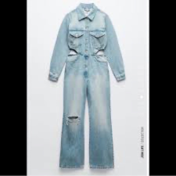 Zara Light Blue Women's Denim Overalls - Picture 11 of 12